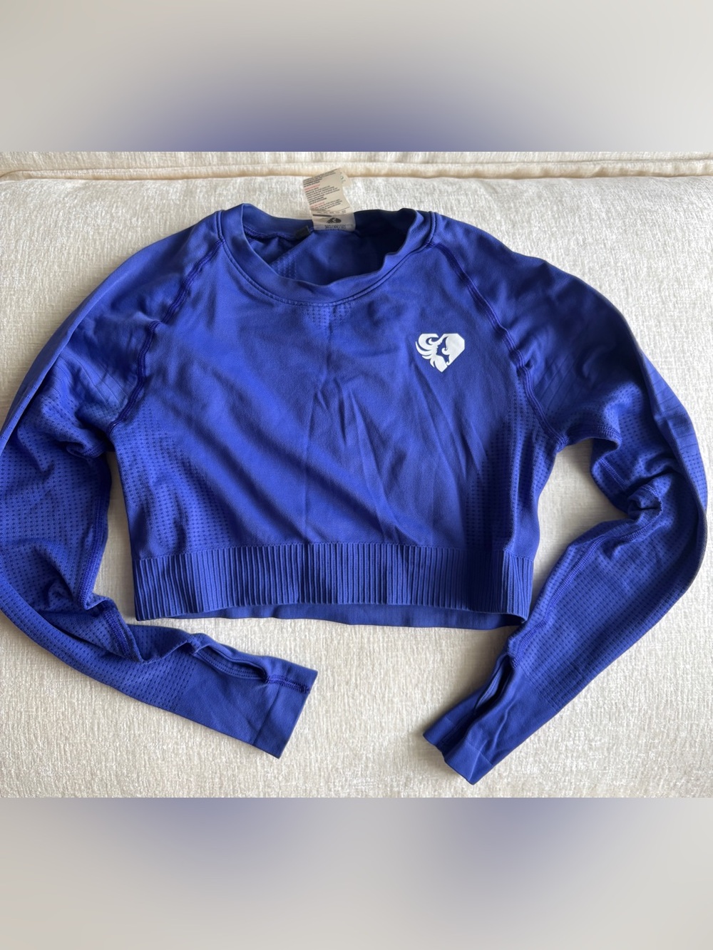 Womens Best Power Seamless Long Sleeve Crop Top Royal Blue